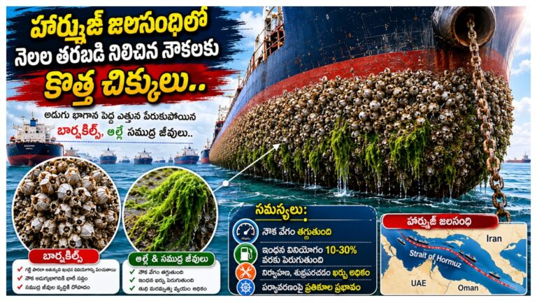 హార్ముజ్‌‌ జలసంధిలో నెలల తరబడి నిలిచిన నౌకలకు కొత్త చిక్కులు.. అడుగు భాగాన పెద్ద ఎత్తున పేరుకుపోయిన బార్నకిల్స్‌, ఆల్గే సముద్ర జీవులు..