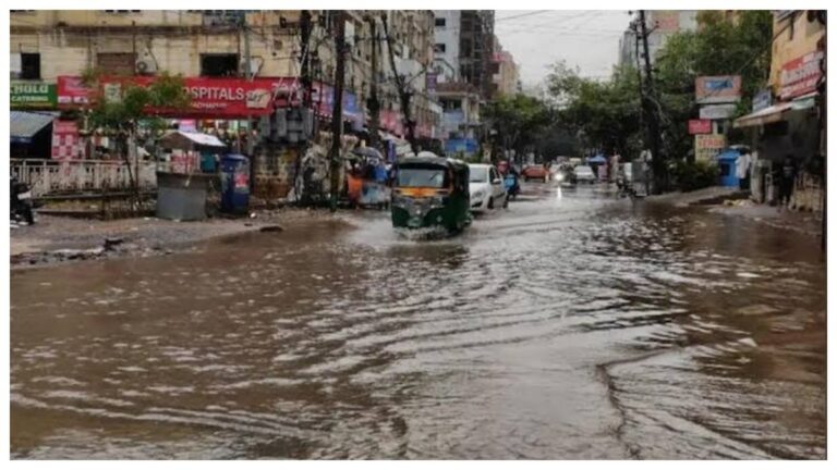Hyderabad Weather: హైదరాబాద్‌లో భారీ వర్షం.. పలు ఏరియాల్లో ఈదురుగాలులతో దంచికొట్టిన వాన.. బంగాళాఖాతంలో అల్పపీడనంతో తెలుగు రాష్ట్రాలకు బిగ్ అలర్ట్..