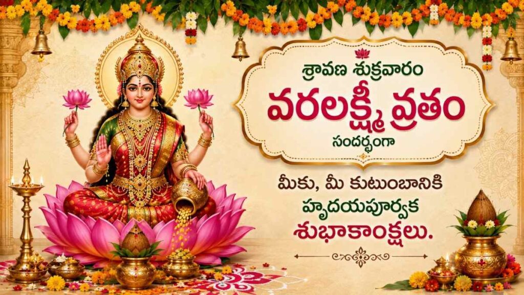 Varalakshmi Vratham 2026 Wishes Image in Telugu