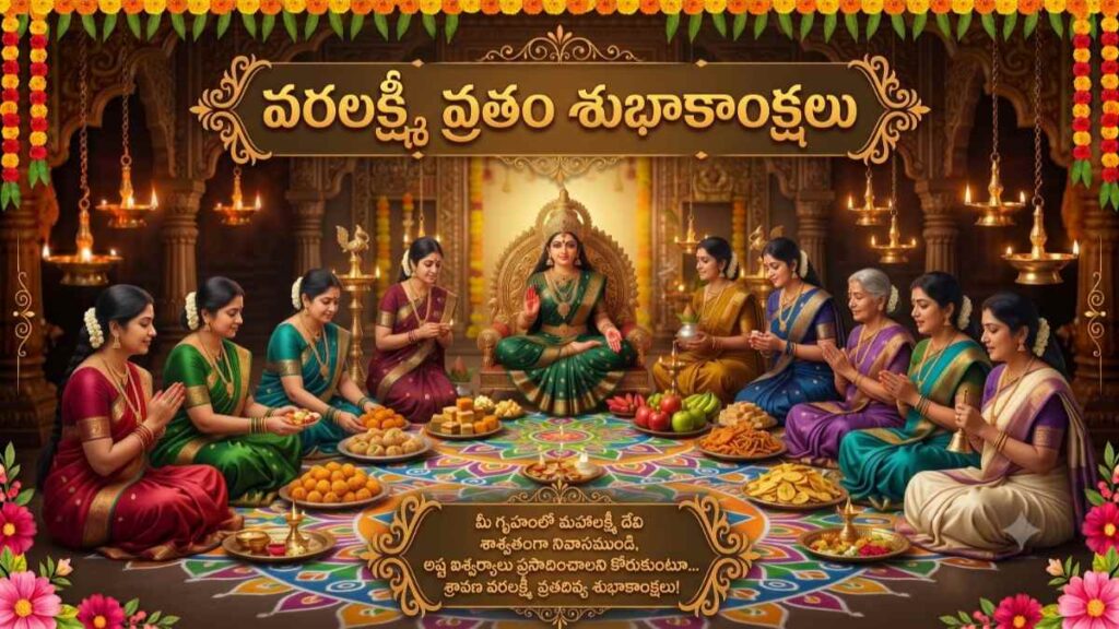 Varalakshmi Vratham 2026 HD Wallpaper in Telugu