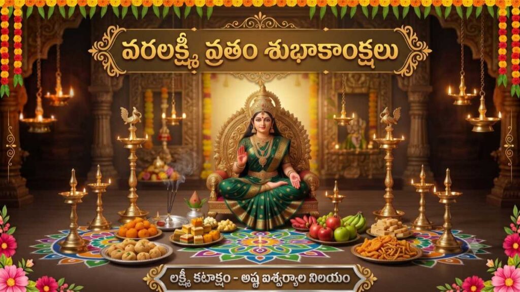 Varalakshmi Vratham 2026 HD Wallpaper in Telugu
