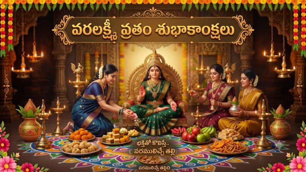Varalakshmi Vratham 2026 HD Wallpaper in Telugu