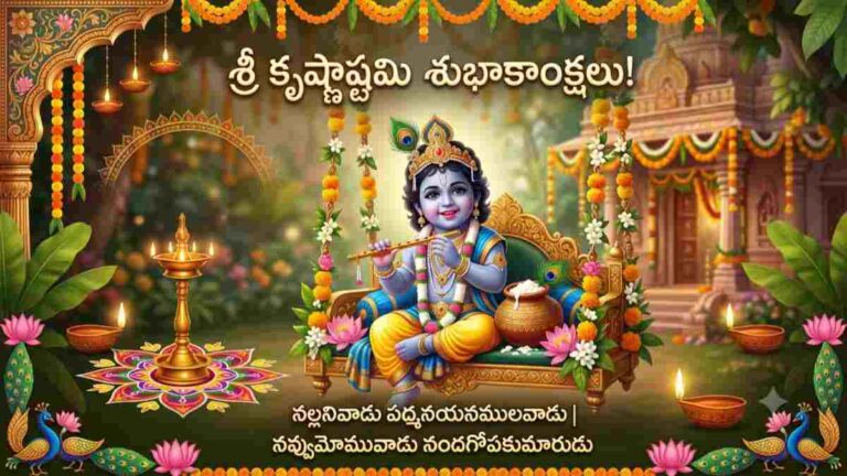 Sri Krishna Janmashtami Wishes In Telugu: మీ బంధుమిత్రులకు శ్రీకృష్ణజన్మాష్టమి శుభాకాంక్షలు ఫోటో గ్రీటింగ్స్ ద్వారా ఇలా తెలియజేయండి..(Whatsapp Status Free Download)