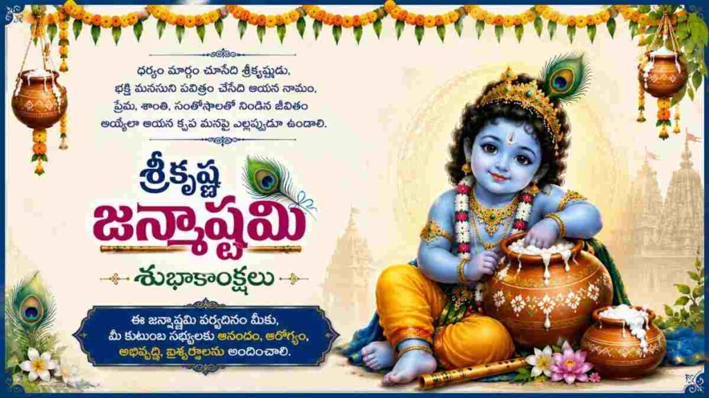 Shri Krishna Janmashtami 2026 Wishes in Telugu: శ్రీకృష్ణ జన్మాష్టమి సందర్భంగా మీ బంధుమిత్రులకు ఫోటో గ్రీటింగ్స్ రూపంలో శుభాకాంక్షలు తెలియజేయండి..(Whatsapp Status)