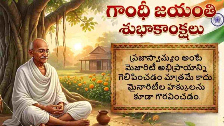 Gandhi Jayanti 2026 Wishes In Telugu: వాట్సాప్, ఫేస్‌బుక్ స్టేటస్‌లో షేర్ చేసుకునేందుకు  గాంధీ జయంతి శుభాకాంక్షల ఫోటోలు, కొటేషన్స్ మీ కోసం..